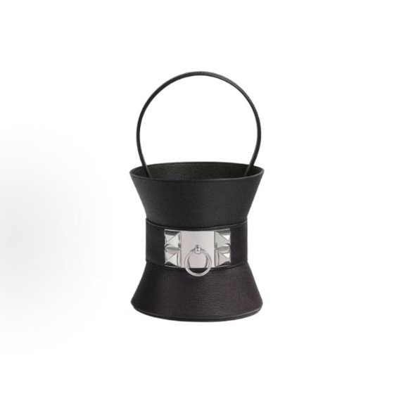 HERMES Medor Mini Medor Silver clasp handbag for women 89 Noir black